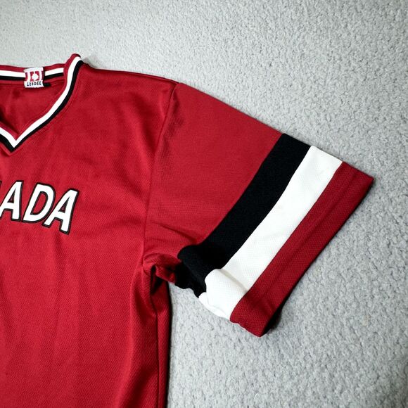Team Canada Hockey Jersey Mens Small Red Teepee Maple Leaf V Neck Spell Out Logo - Picture 7 of 16